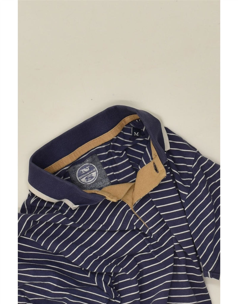 NORTH SAILS Mens Polo Shirt Medium Navy Blue Striped Vintage North Sails and Second-Hand North Sails from Messina Hembry 