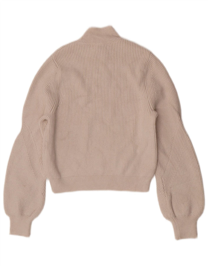 Zara Womens Crop Turtle Neck Jumper Sweater UK 12 Medium Off White Viscose