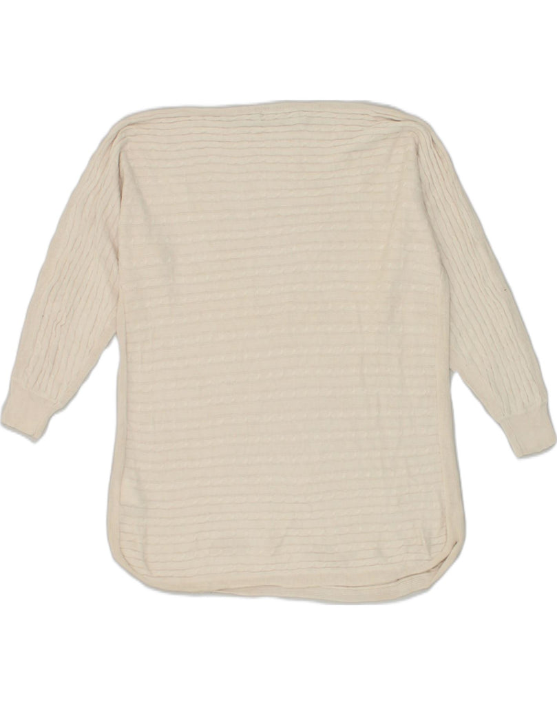 RALPH LAUREN Womens Crew Neck Jumper Sweater UK 6 XS Beige Lyocell | Vintage Ralph Lauren | Thrift | Second-Hand Ralph Lauren | Used Clothing | Messina Hembry 