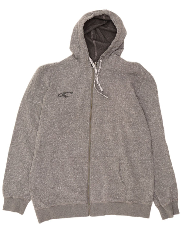 O'Neill Mens Graphic Zip Hoodie Sweater 2XL Grey Flecked Polyester