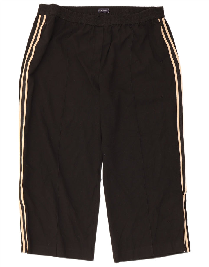 Marks & Spencer Womens Crop Tracksuit Trousers UK 24 4XL Black Polyester