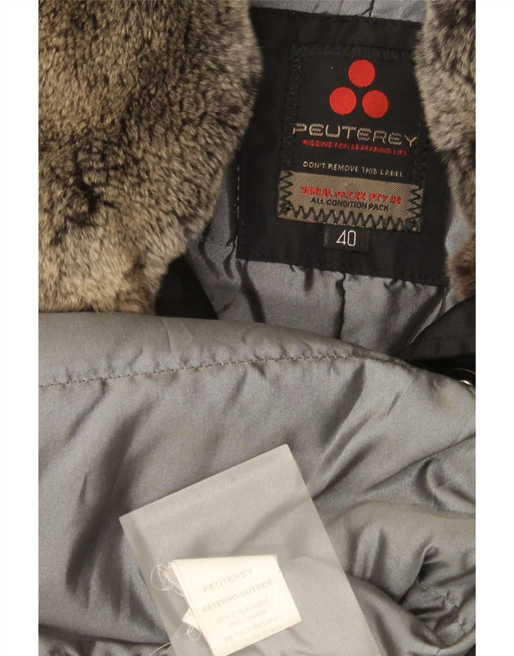 PEUTEREY Womens Parka Jacket EU 40 Medium Black Polyamide