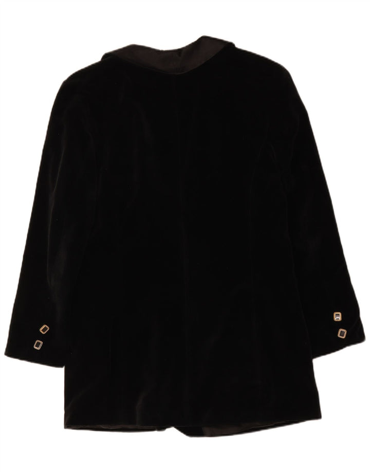 Vintage Womens Double Breasted Velvet Blazer Jacket UK 14 Medium Black