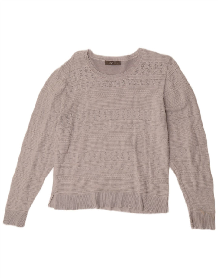 Oasis Womens Crew Neck Jumper Sweater UK 16 Large Grey Viscose