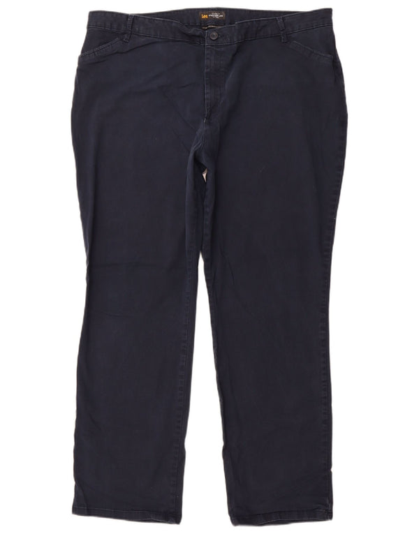 LEE Womens Mid Rise Straight Casual Trousers US 20 3XL W38 L30 Navy Blue