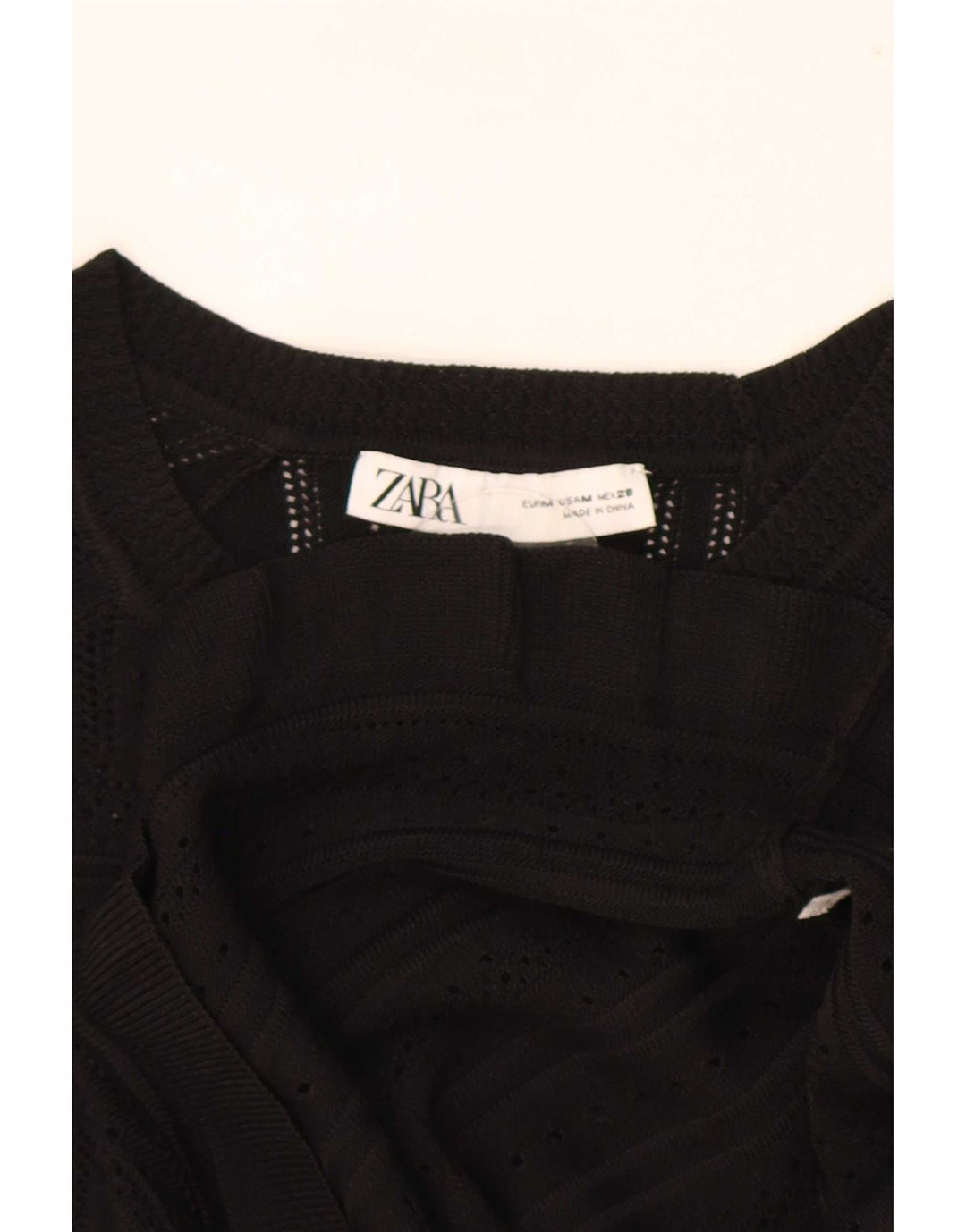 Zara Womens Crop Knit Blouse Top UK 12 Medium Black