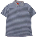 Hugo Boss Mens Polo Shirt Large Blue Striped Cotton