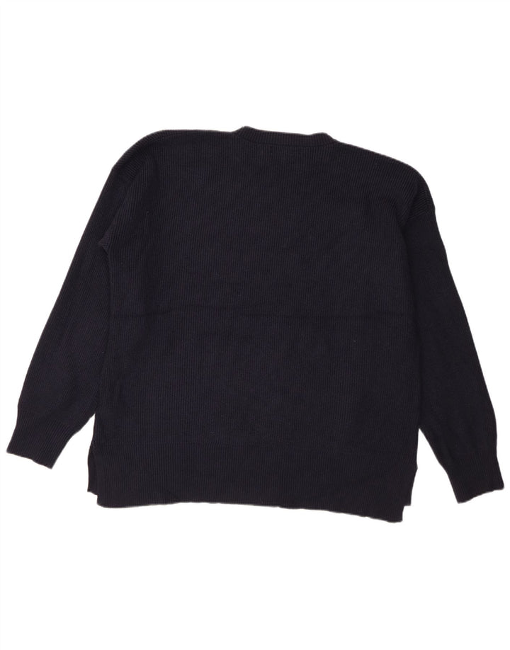 Marks & Spencer Mens Crew Neck Jumper Sweater Large Navy Blue Viscose