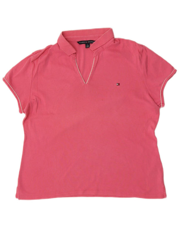 Tommy Hilfiger Womens Polo Shirt UK 18 XL Pink Cotton