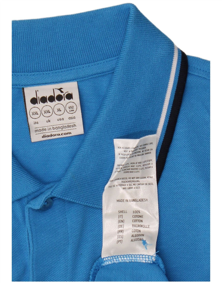DIADORA Mens Polo Shirt 2XL Blue Cotton