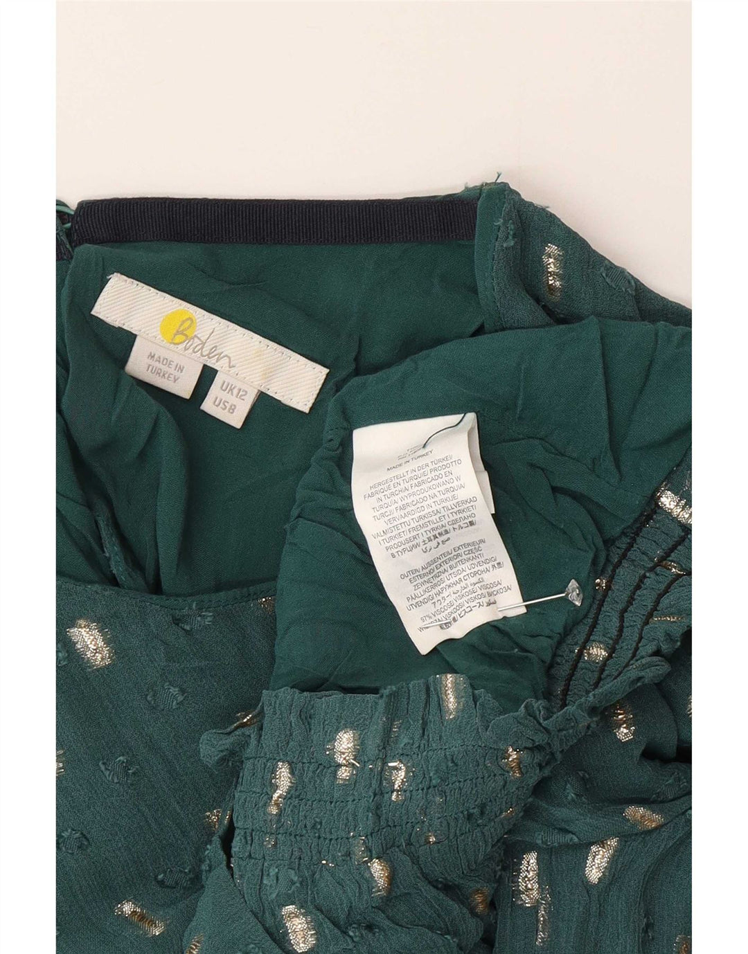 Boden Womens Crop Blouse Top UK 12 Medium Green Flecked Viscose