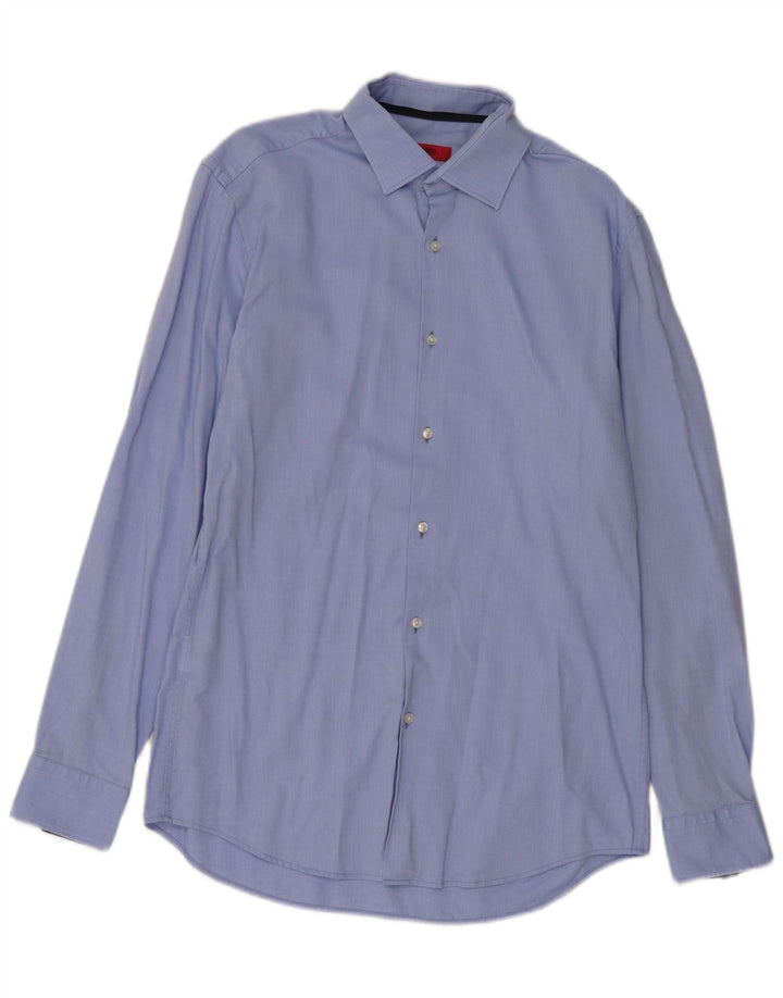 Hugo Boss Mens Slim Fit Shirt Size 39 15 1/2 Medium Blue Cotton