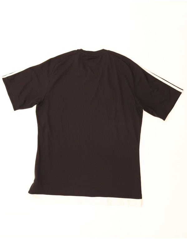 ADIDAS Mens Climalite T-Shirt Top Medium Black Colourblock Polyester