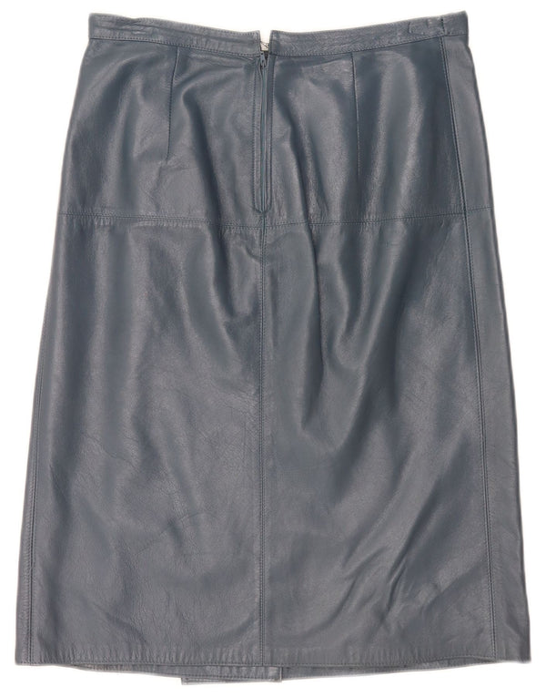 Vintage Womens High Waist Leather Skirt IT 46 Large W30 Blue