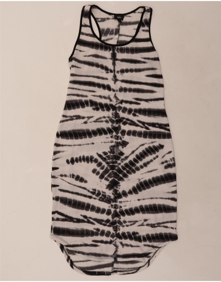 MOSSIMO Womens Sleeveless T-Shirt Dress UK 12 Medium White Tie Dye