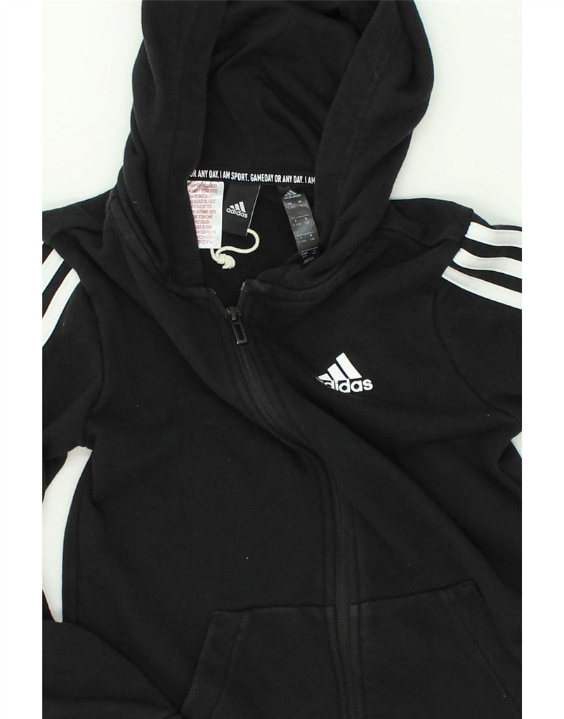 ADIDAS Boys Zip Hoodie Sweater 9-10 Years Black Cotton | Vintage Adidas | Thrift | Second-Hand Adidas | Used Clothing | Messina Hembry 