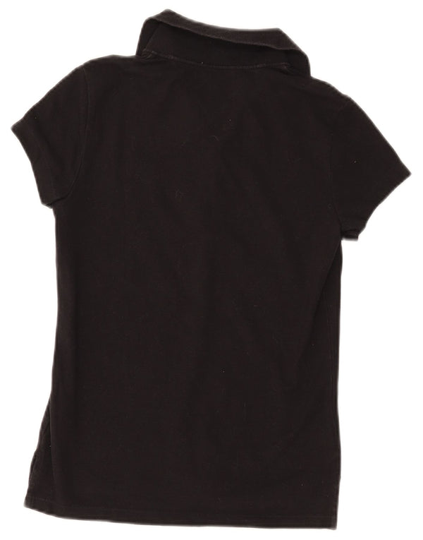 TOMMY HILFIGER Womens Polo Shirt UK 8 Small Black Cotton