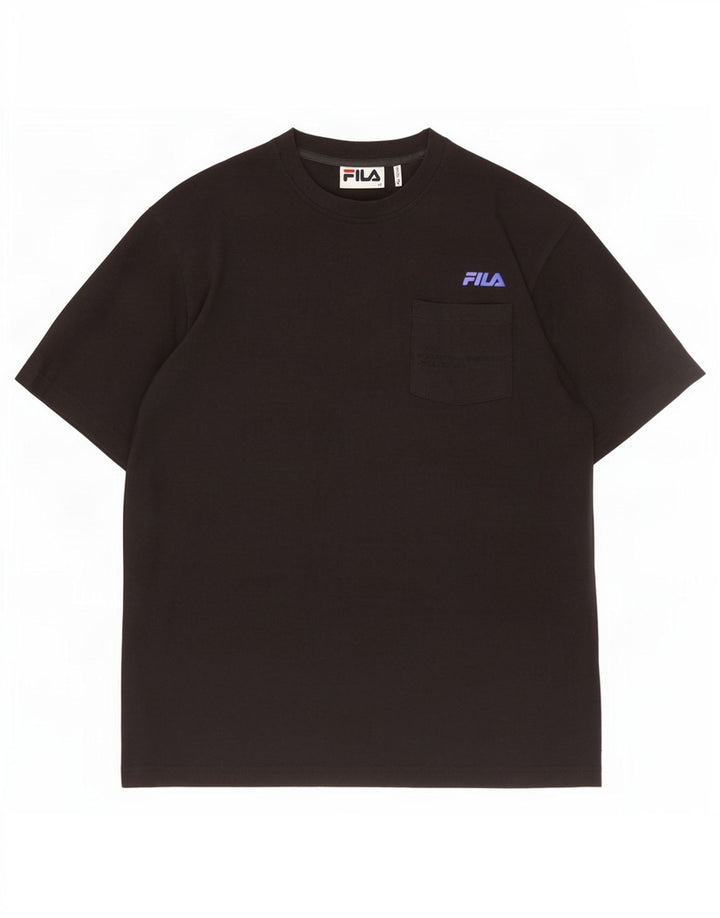 Fila Mens T-Shirt Top Medium Black Cotton