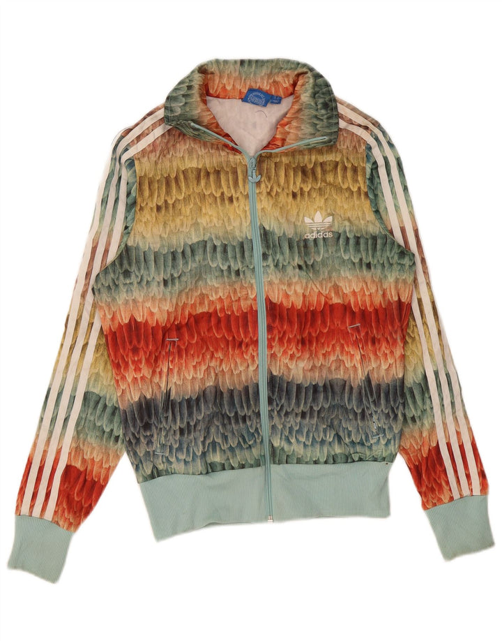 Adidas Womens Tracksuit Top Jacket UK 10 Small Multicoloured Geometric