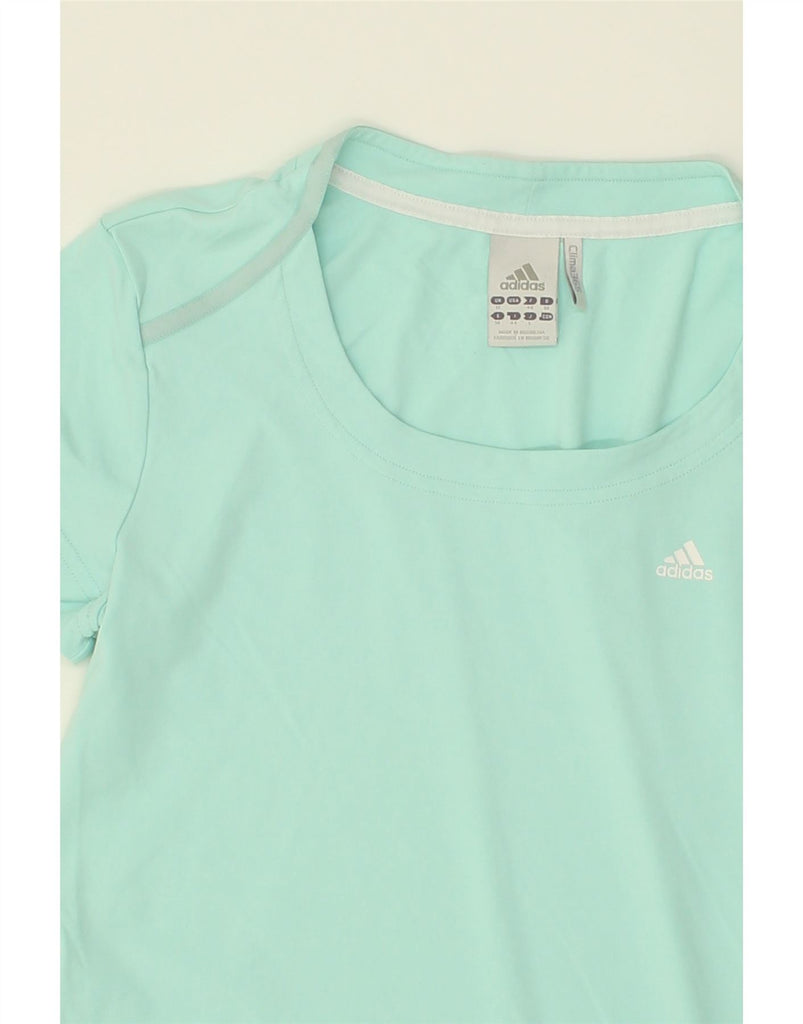 ADIDAS Womens Climalite T-Shirt Top UK 12 Medium Turquoise Nylon | Vintage Adidas | Thrift | Second-Hand Adidas | Used Clothing | Messina Hembry 