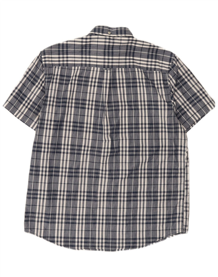 Ben Sherman Mens Short Sleeve Shirt XL Navy Blue Check Cotton