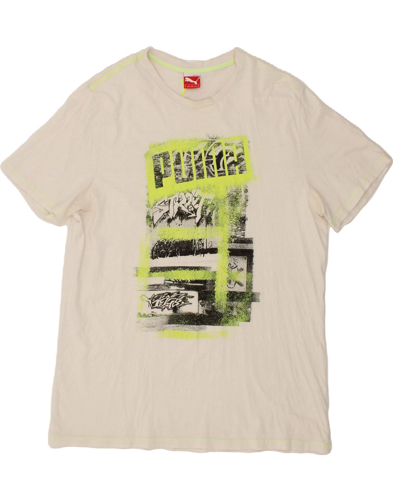 PUMA Mens Graphic T-Shirt Top XL White Cotton Vintage Puma and Second-Hand Puma from Messina Hembry 