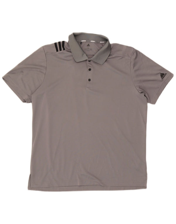 Adidas Mens Polo Shirt Large Grey Polyester