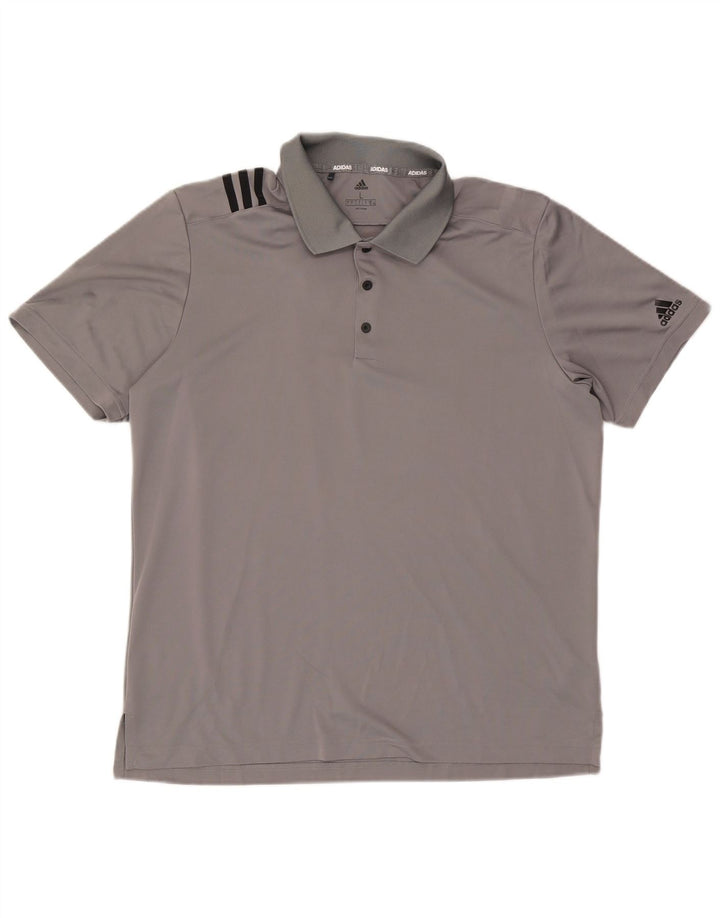 Adidas Mens Polo Shirt Large Grey Polyester