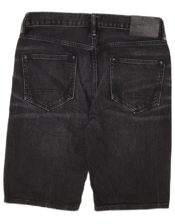 All Saints Mens Switch Fit Denim Shorts W28 Medium Black Cotton