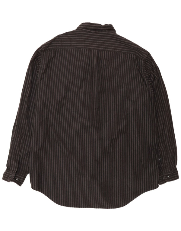 Marlboro Classics Mens Shirt 2XL Brown Striped Cotton