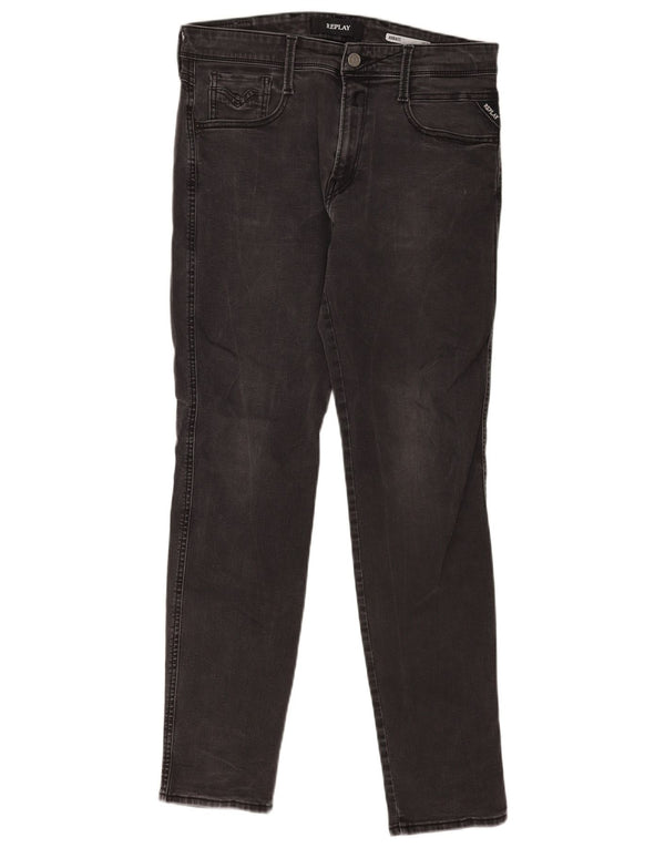 Replay Mens Anbass Slim Jeans W32 L32 Grey Cotton