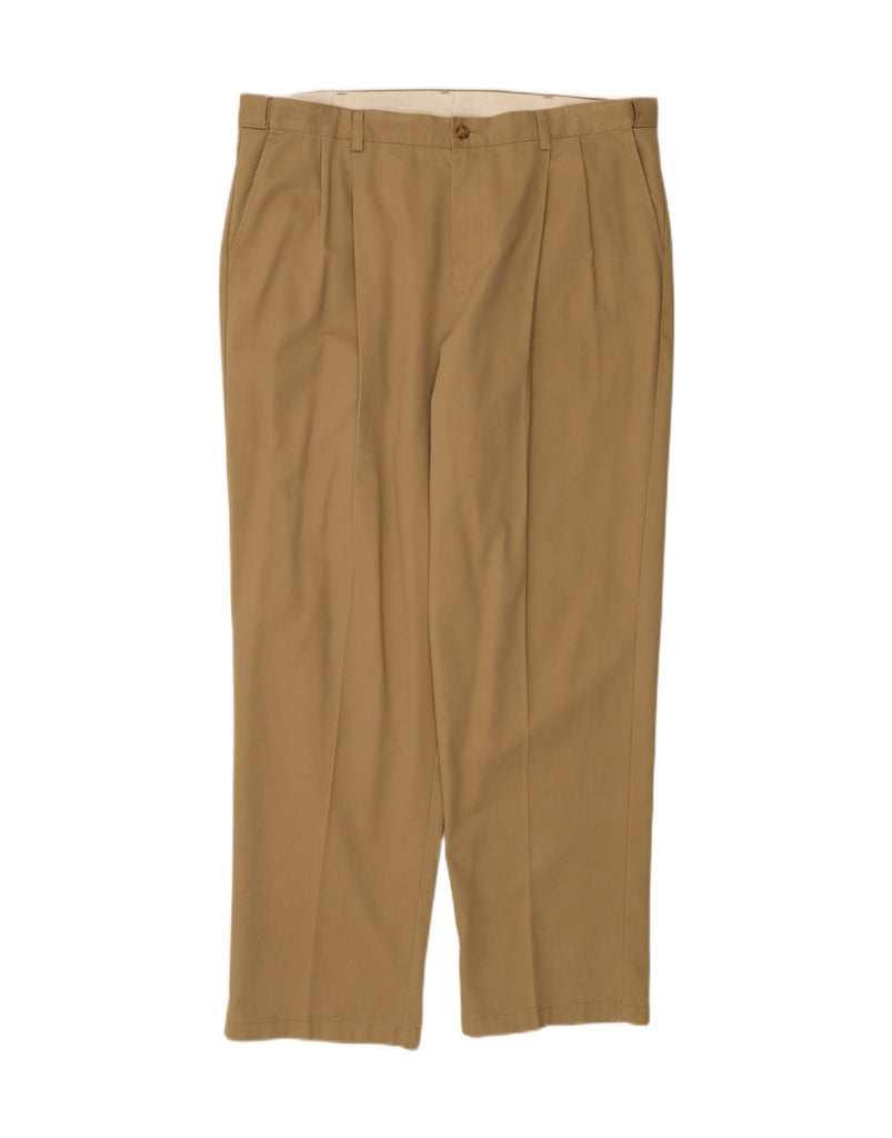 L.L.BEAN Mens Pegged Straight Casual Trousers W42 L34 Khaki Cotton Vintage L.L.Bean and Second-Hand L.L.Bean from Messina Hembry 