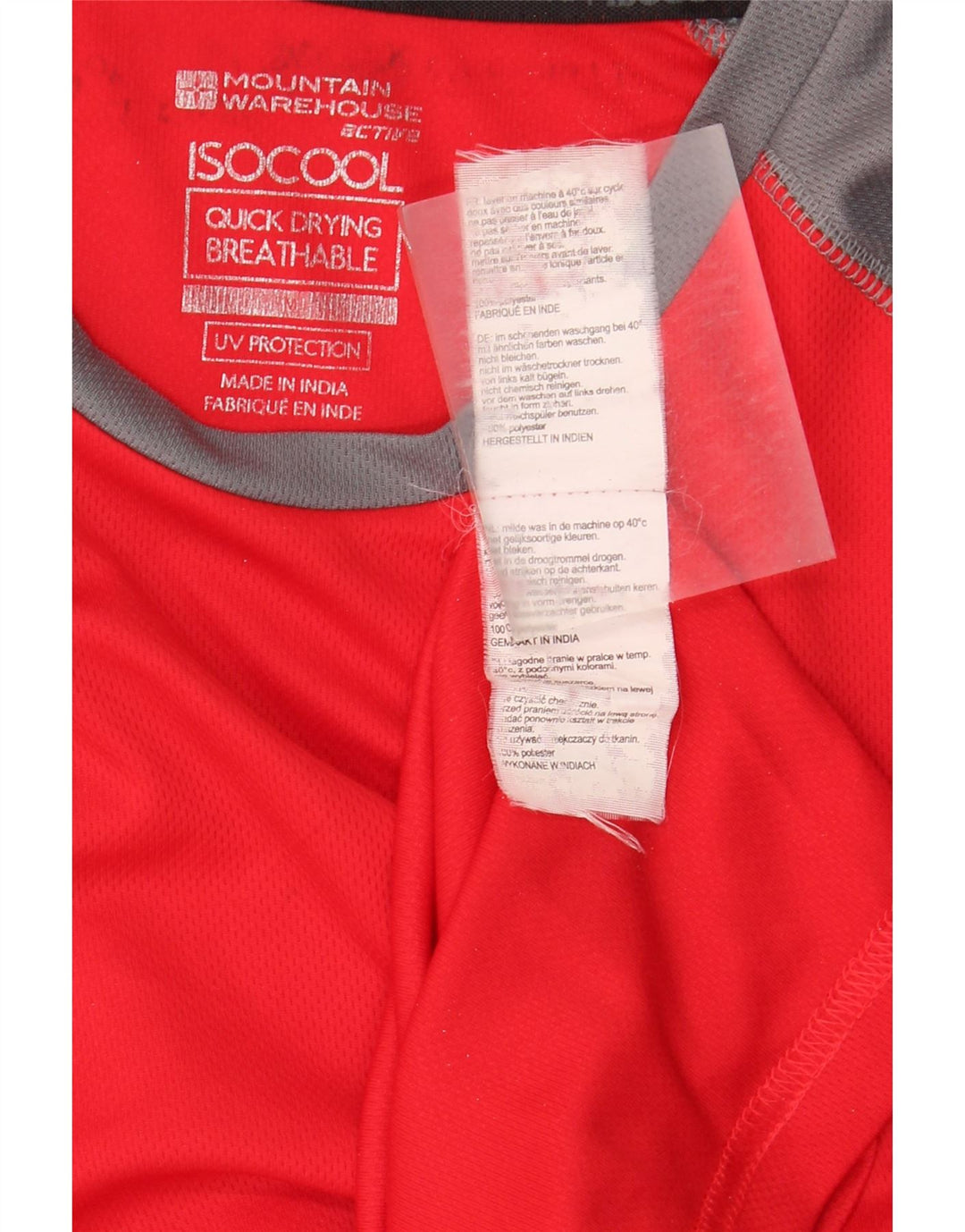 Mountain Warehouse Mens IsoCool T-Shirt Top Medium Red Colourblock