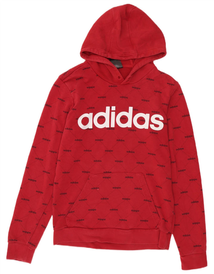 ADIDAS Mens Graphic Hoodie Jumper Small Red Cotton