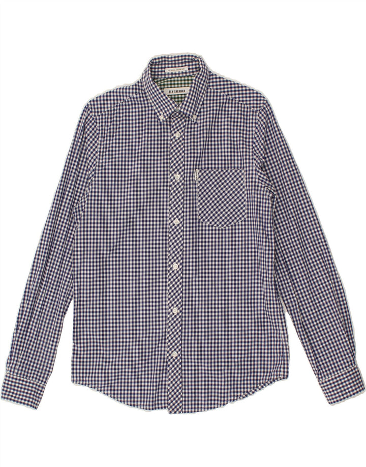 BEN SHERMAN Mens Shirt Small Navy Blue Gingham Cotton Vintage Ben Sherman and Second-Hand Ben Sherman from Messina Hembry 