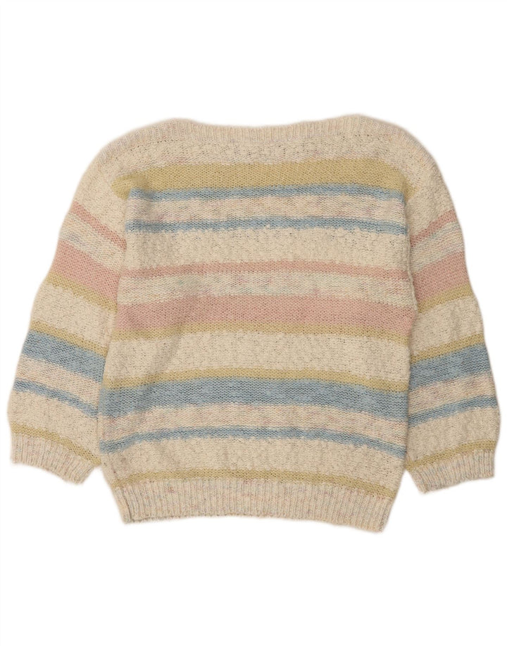 Vintage Womens Boat Neck Jumper Sweater UK 12 Medium Multicoloured Striped
