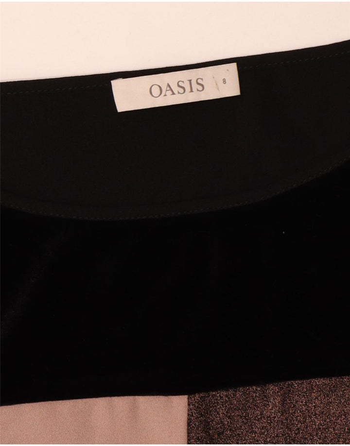 Oasis Womens Blouse Top UK 8 Small Black Colourblock Polyester
