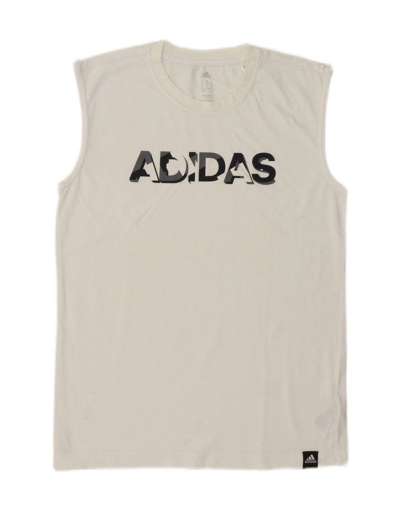 ADIDAS Mens Climalite Graphic Vest Top Small White Cotton Vintage Adidas and Second-Hand Adidas from Messina Hembry 