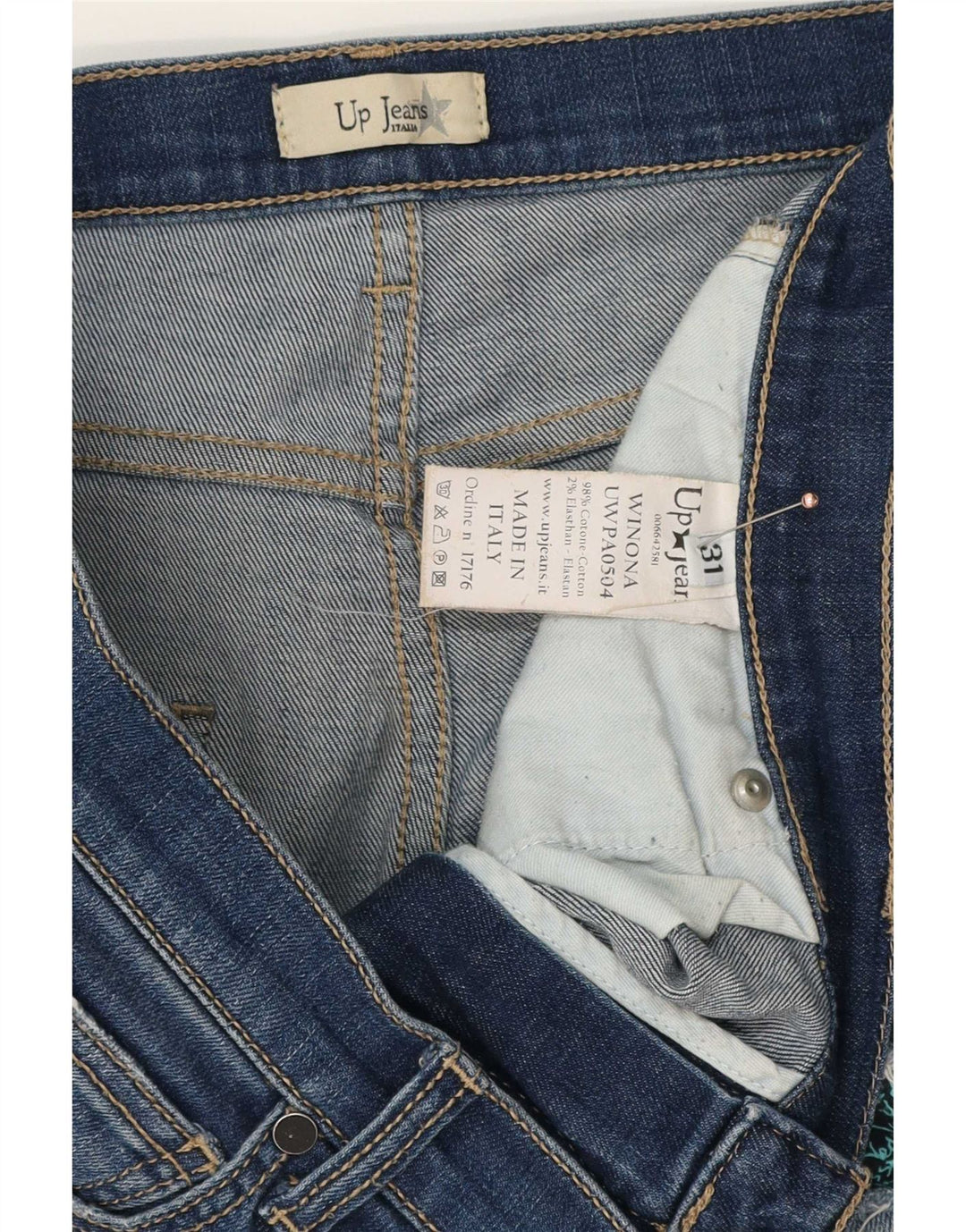 Vintage Womens Distressed Slim Jeans W31 L28 Blue Cotton