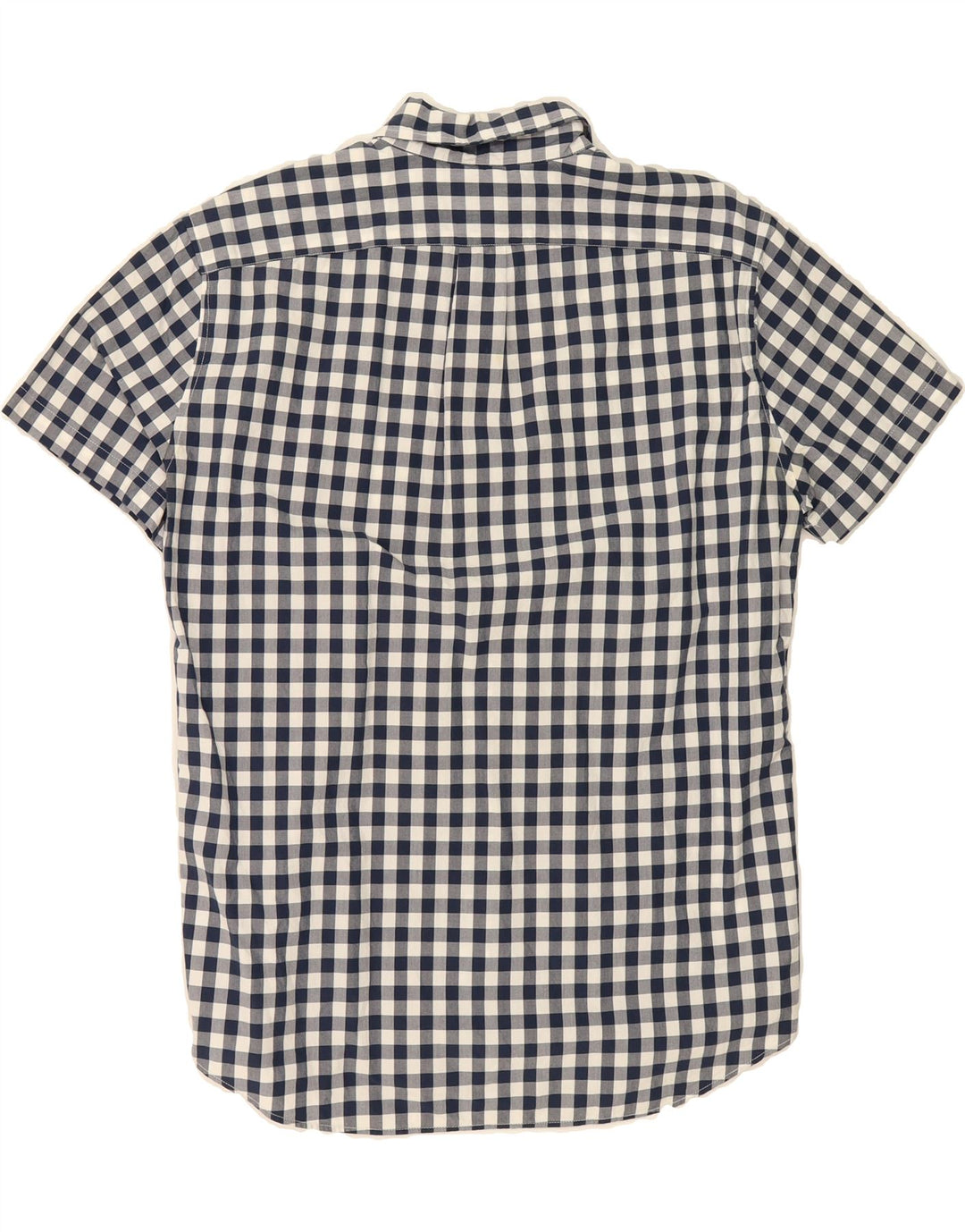 J. CREW Mens Classic Fit Short Sleeve Shirt Medium Navy Blue Gingham Vintage J. Crew and Second-Hand J. Crew from Messina Hembry 