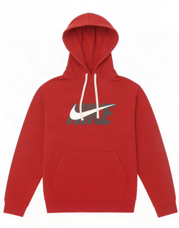 Nike Mens Graphic Hoodie Jumper Medium Red Cotton