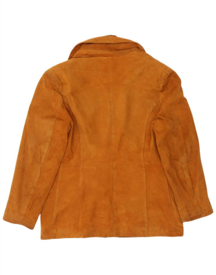 Alta Moda Womens Suede 4 Button Blazer Jacket IT 48 XL Beige Leather