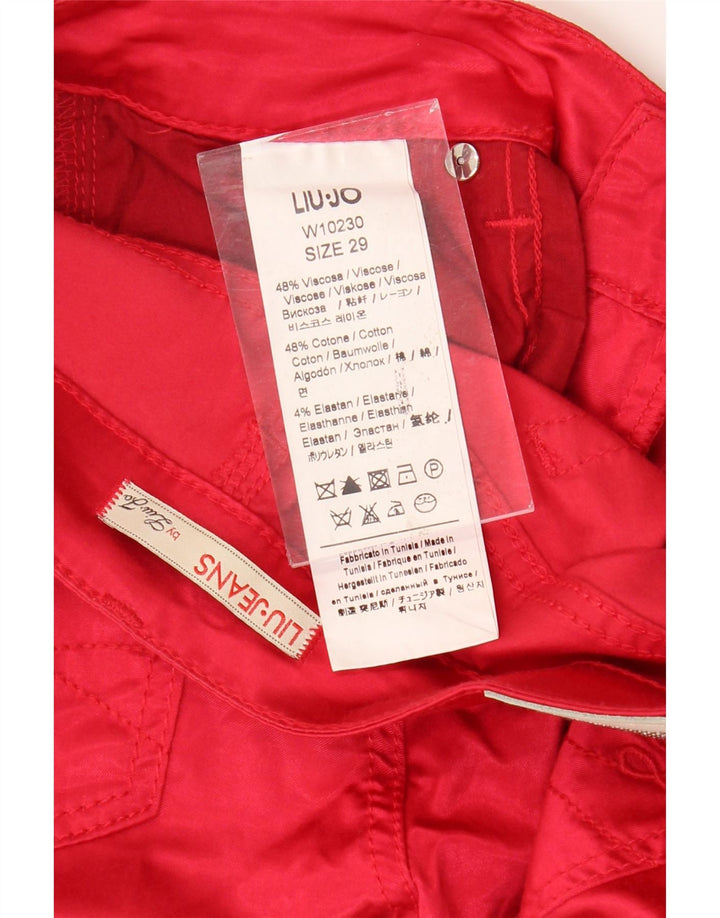 LIU JO Womens Slim Casual Trousers W29 L30 Red Viscose
