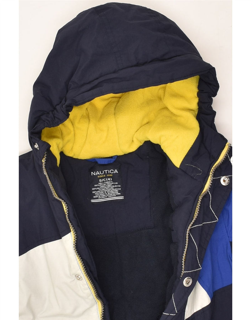 NAUTICA Boys Hooded Padded Coat 3-4 Years Small Navy Blue Colourblock | Vintage Nautica | Thrift | Second-Hand Nautica | Used Clothing | Messina Hembry 