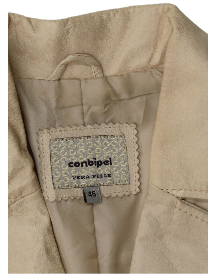 CONBIPEL Womens Leather Jacket IT 46 Large Beige Leather