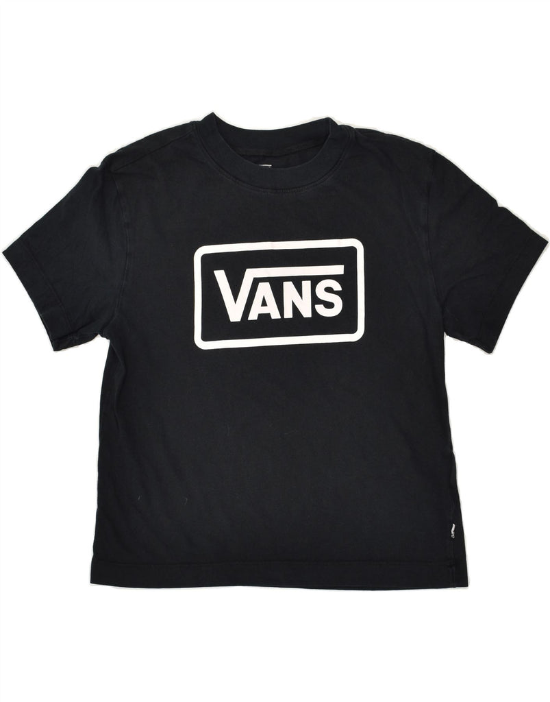 VANS Womens Graphic T-Shirt Top UK 12 Medium Navy Blue Cotton | Vintage Vans | Thrift | Second-Hand Vans | Used Clothing | Messina Hembry 