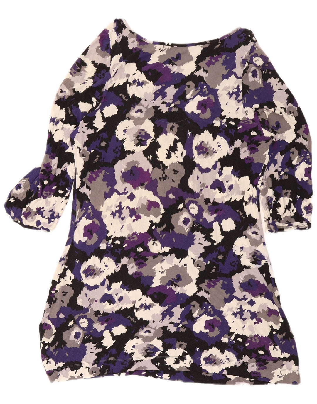Marks & Spencer Womens 3/4 Sleeve Basic Dress UK 16 Large Purple Camouflage