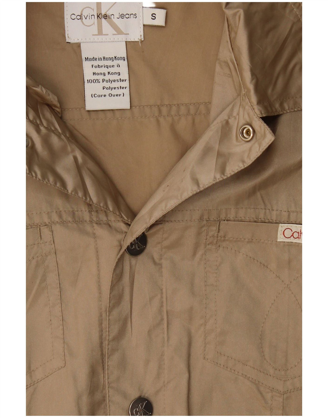 Calvin Klein Jeans Mens Bomber Jacket Small Beige Polyester