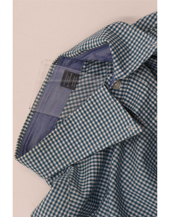 Nautica Mens Shirt Size 16 1/2 Large Blue Gingham Cotton