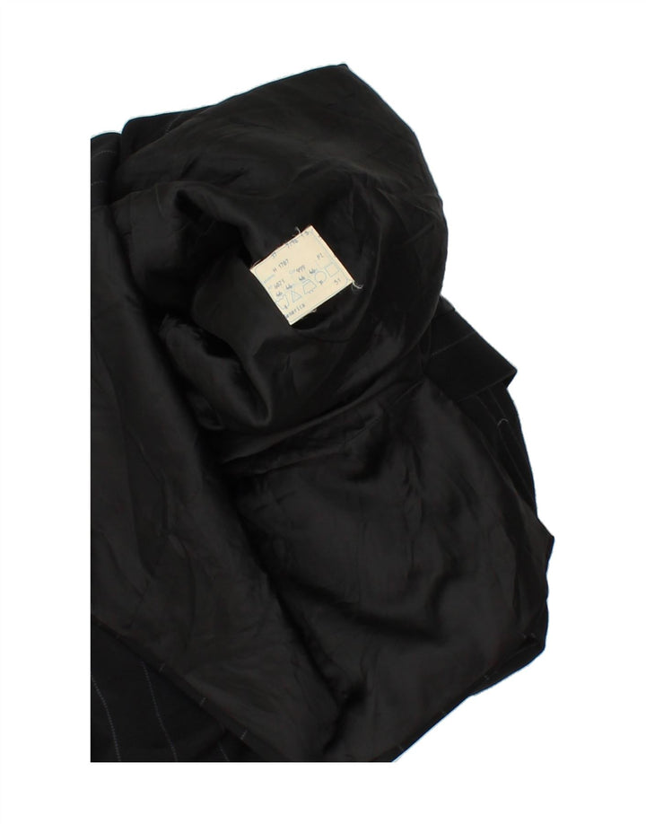 VINTAGE Womens 4 Button Blazer Jacket IT 46 Large Black Pinstripe Vintage Vintage and Second-Hand Vintage from Messina Hembry 